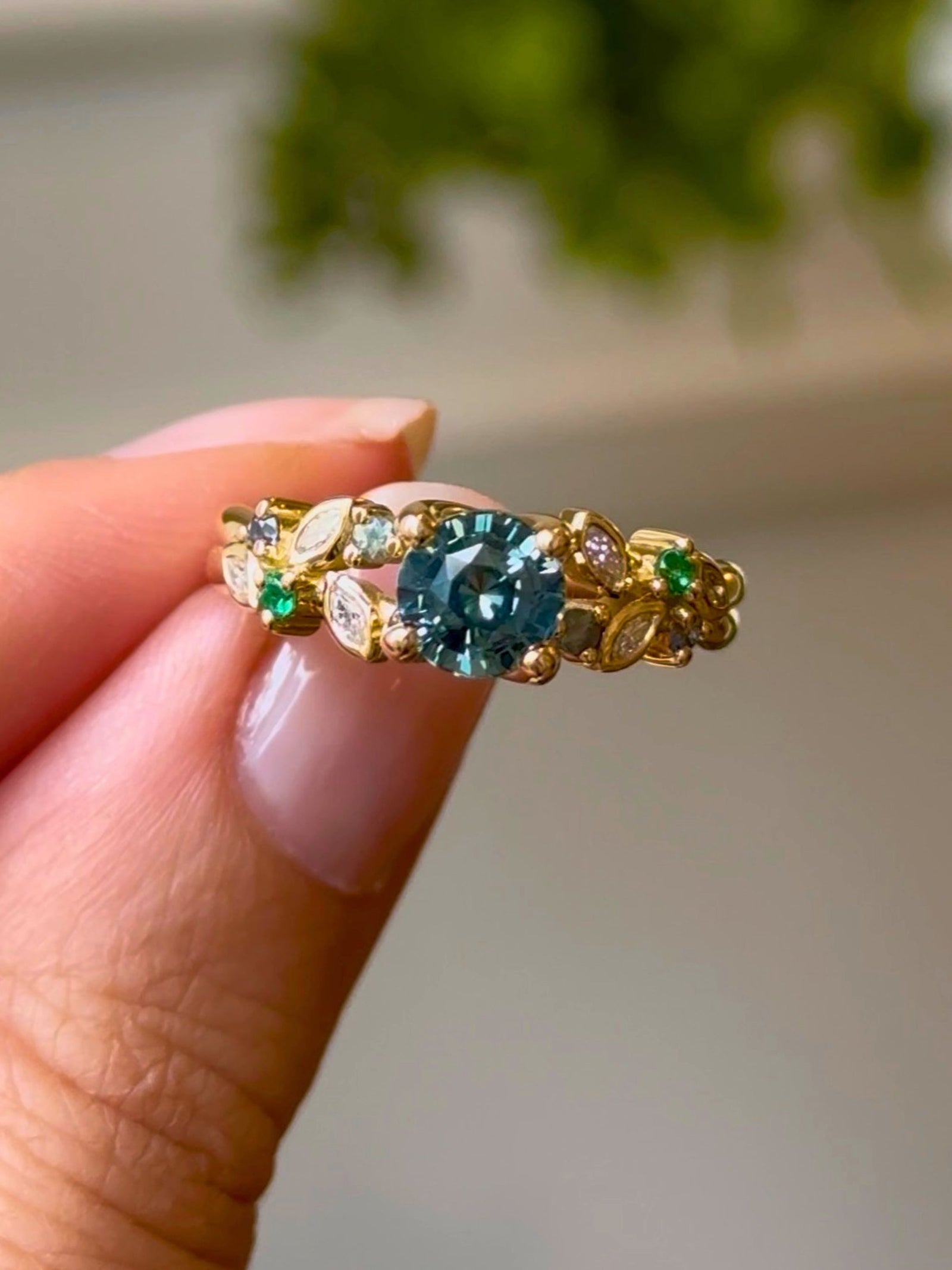 Sapphire Cluster Engagement Ring