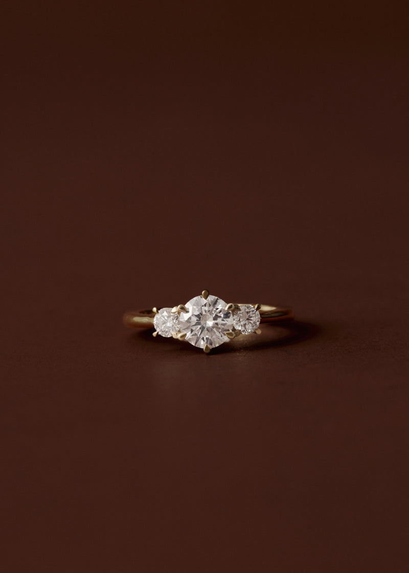 Clara Round Diamond Three Stone Engagement Ring