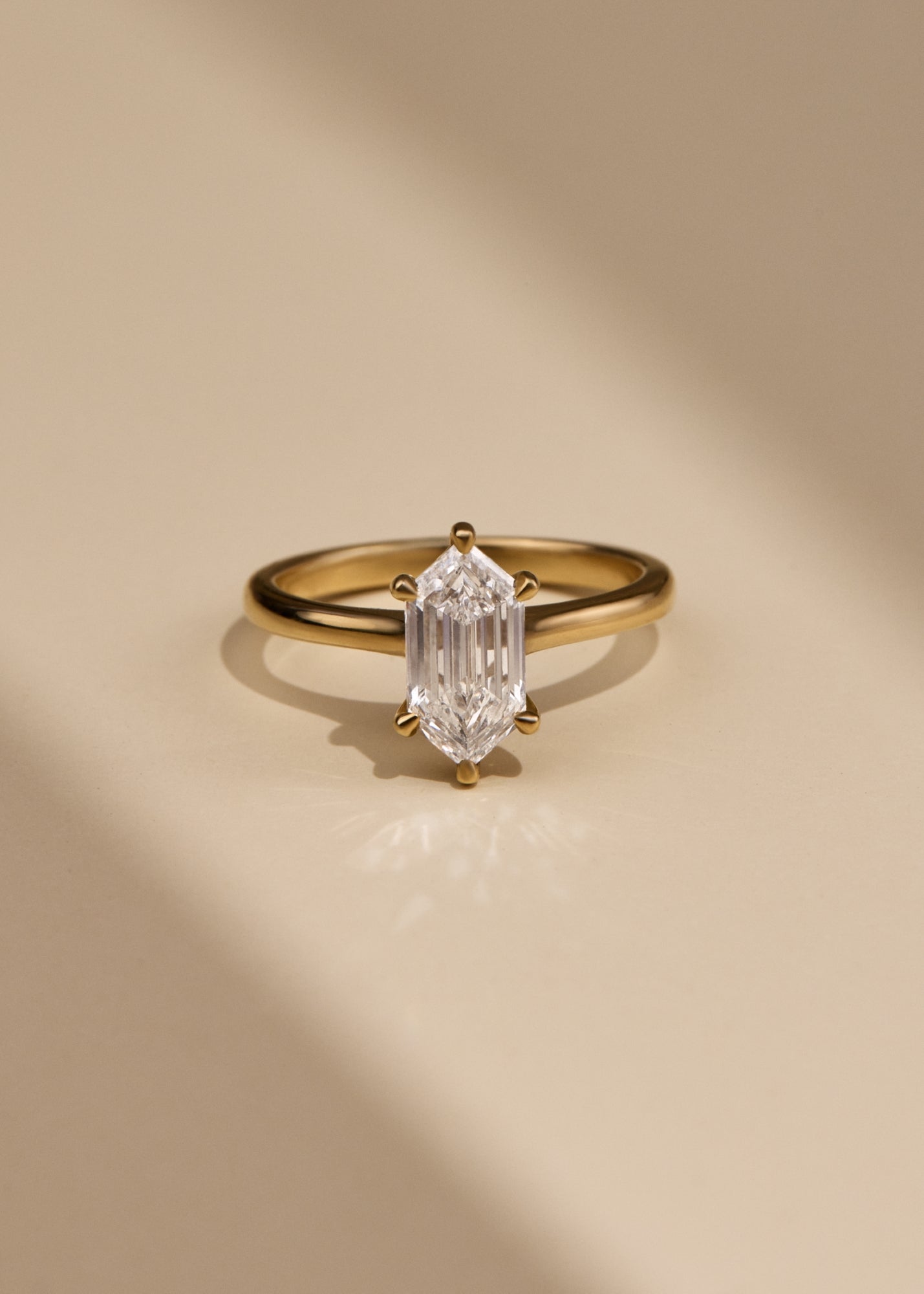 Maya Hexagon Diamond Solitaire Ring