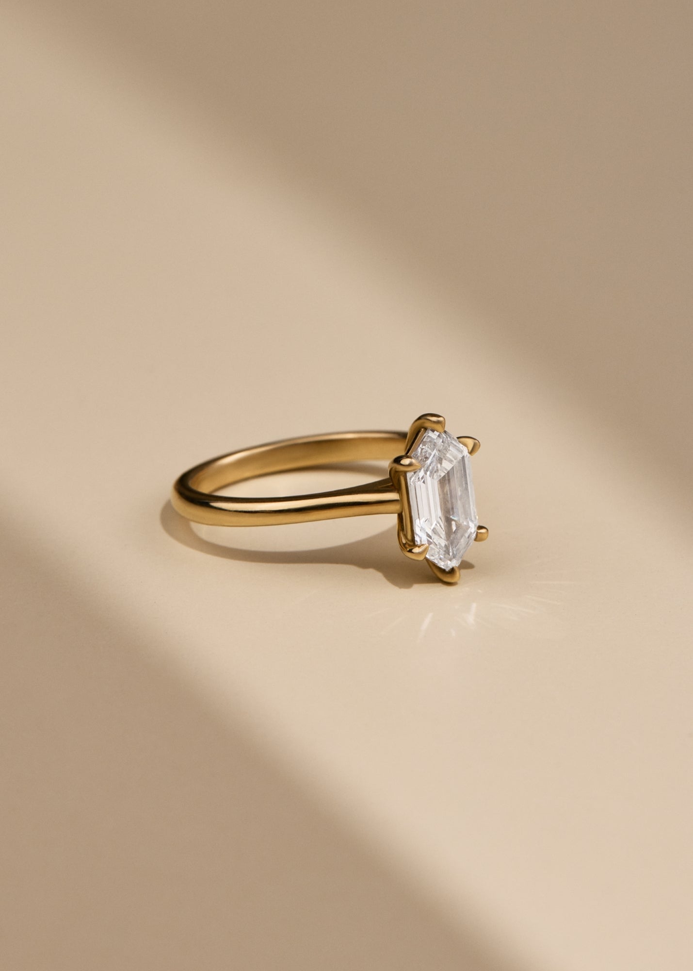 Maya Hexagon Diamond Solitaire Ring