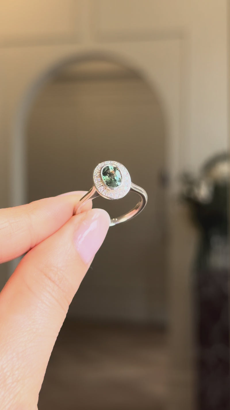 Grace Bezel Halo Engagement Ring