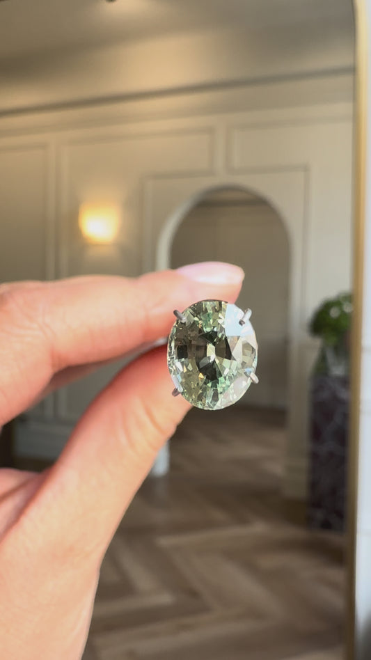3.00ct Oval Cut Pastel Green Sapphire