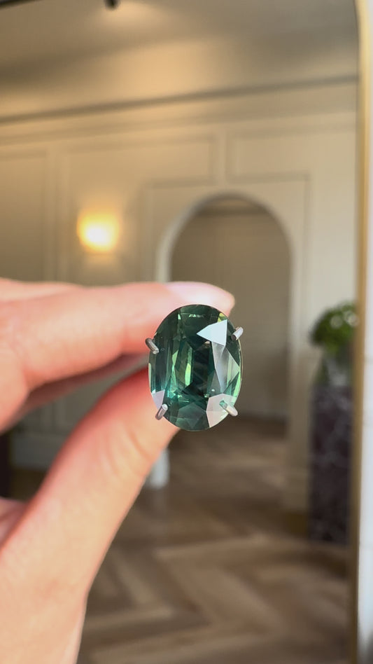 2.28ct Oval Cut Teal Green Sapphire